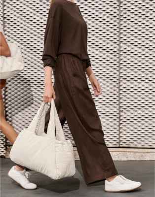 Oysho - Sac de transport pour tapis effet froncé - Écru-Neutre