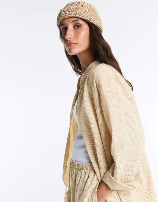 OYSHO Sailor raffia-effect hat in beige, 3 of 4