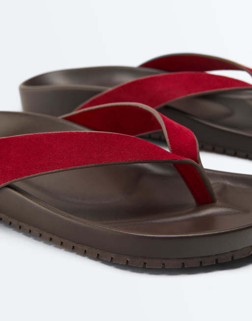 Oysho - Sandales en cuir - Rouge, 5 de 7