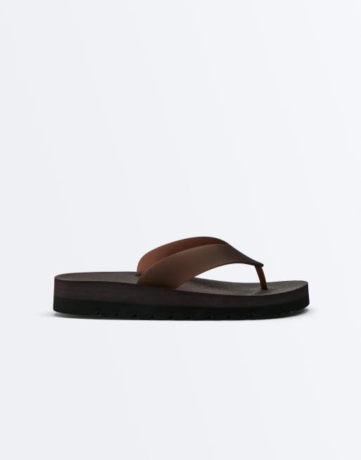 OYSHO - Sandali da mare marroni con plateau, 2 di 4