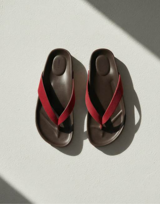 OYSHO - Sandali in pelle rossi, 6 di 7