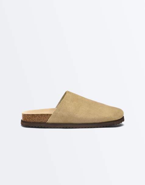 OYSHO - Sandfarvede mules i læder - view 1