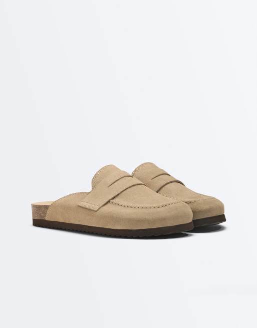 OYSHO - Sandfarvede mules i ruskind, 3 af 6
