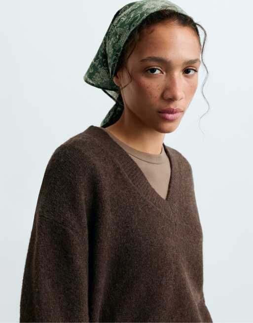 OYSHO scarf i 100% bomull med tryck i grönt, 2 av 4