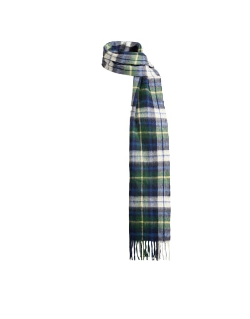 OYSHO scarf i 100% ull med rutmönster i marinblått och grönt, 2 av 4