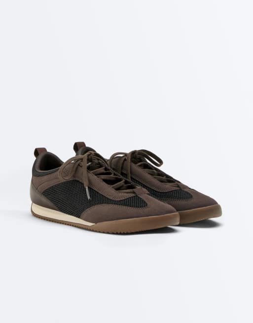 OYSHO - Scarpe sportive in rete marroni combinate, 2 di 3
