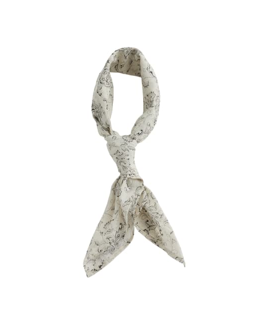 OYSHO Schal mit Print aus 100 % Baumwolle in Cremeweiß, 3 von 4