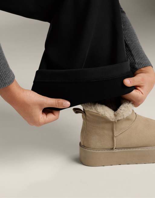 OYSHO – Schlaghose aus angerautem Modal in Schwarz mit sehr hohem Bund, 2 von 4
