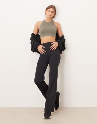 OYSHO - Schlaghose in Schwarz mit hohem Bund und Neoprenoptik