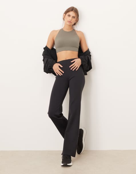 OYSHO – Schlaghose in Schwarz mit hohem Bund und Neoprenoptik - view 1