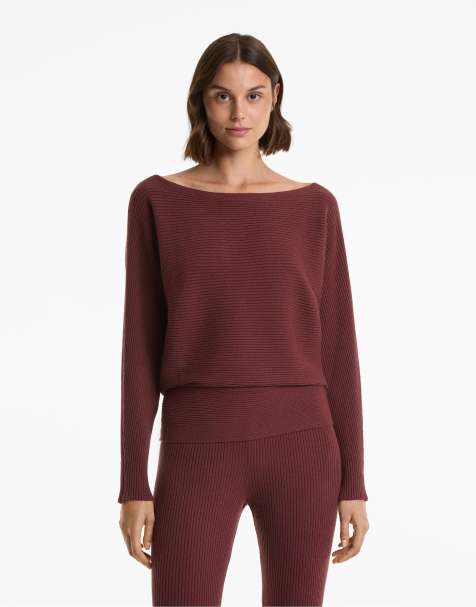 OYSHO – Schulterfreier Pullover in Grün aus Rippstrick - view 1