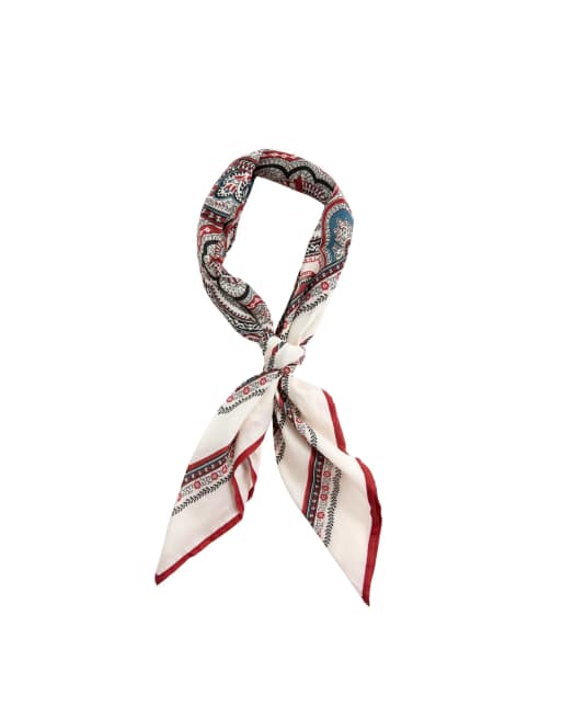 OYSHO sciarpa 100% cotone con stampa cachemire beige, 4 di 4