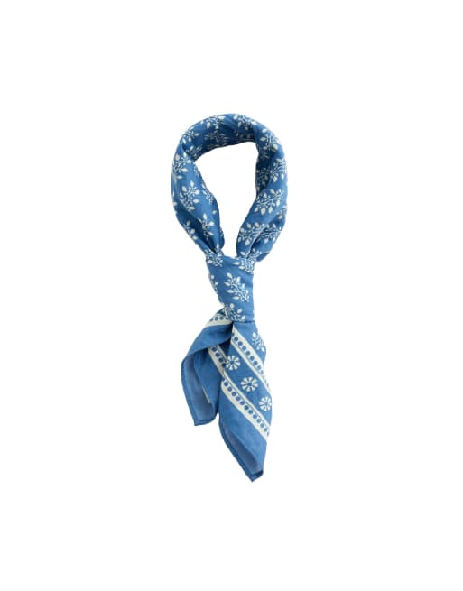 OYSHO sciarpa stampata in 100% cotone azzurro chiaro, 3 di 4