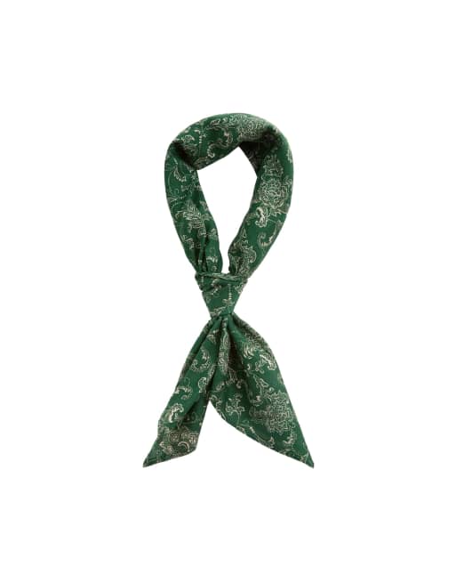 OYSHO sciarpa stampata in 100% cotone verde, 4 di 4