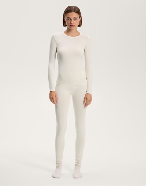OYSHO Seamless base layers t-shirt in pale ecru