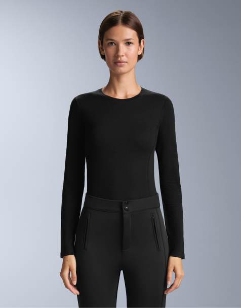 OYSHO Seamless merino wool base layer t-shirt in black - view 1