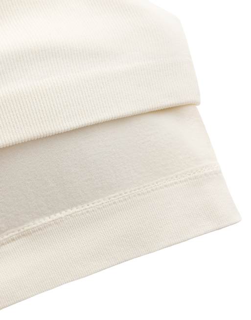 OYSHO Seamless sleeveless half-zip tank top in pale ecru, 5 of 7