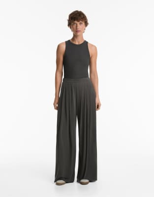 Oysho - Sehr weite Hose aus Modalmix in Anthrazit-Grau