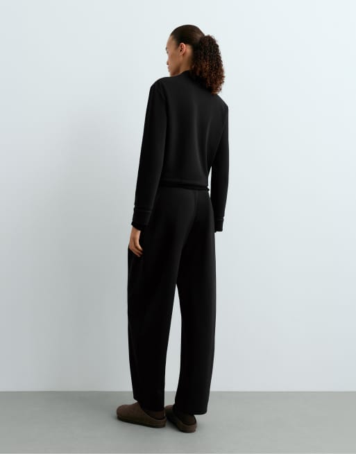 OYSHO Shawl collar cotton jacket in black, 4 of 4