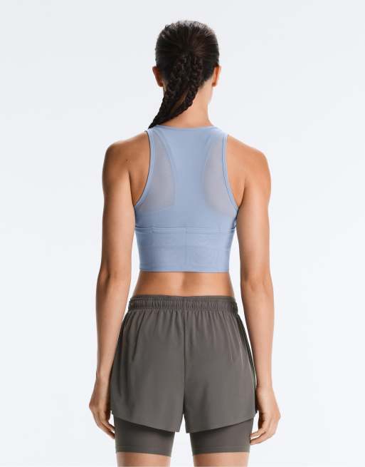 OYSHO Sheer compressive tank top in blue, 2 of 7