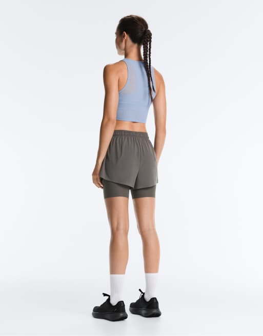OYSHO Sheer compressive tank top in blue, 4 of 7