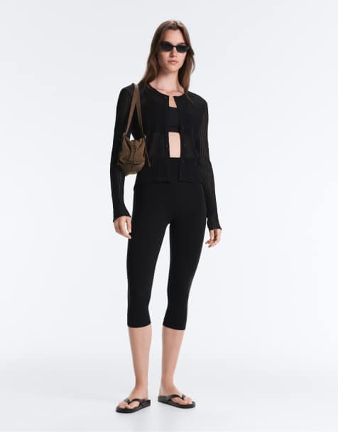 OYSHO Sheer long-sleeved t-shirt in black - view 1