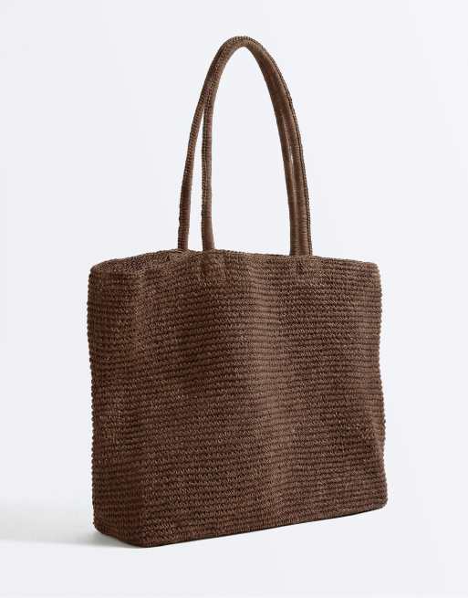 OYSHO – Shopper aus Papier in Flechtoptik in Braun, 3 von 6