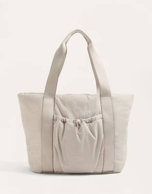 OYSHO - Shopper-Tasche in Maulwurfsgrau mit Fronttasche-Neutral