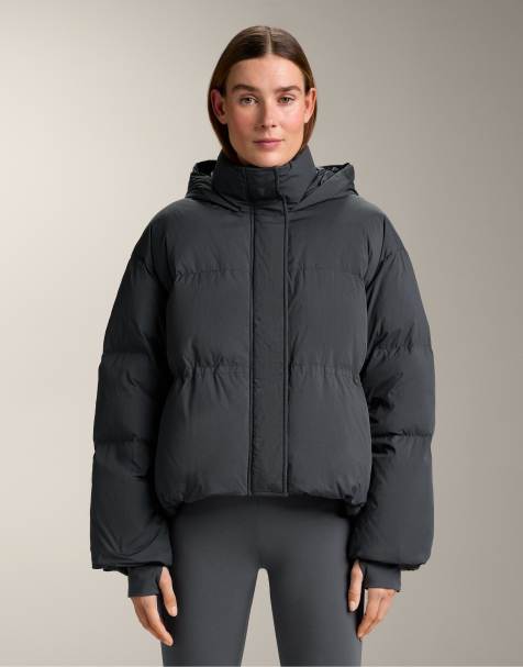 OYSHO Short 100% down puffer jacket in grey - view 1
