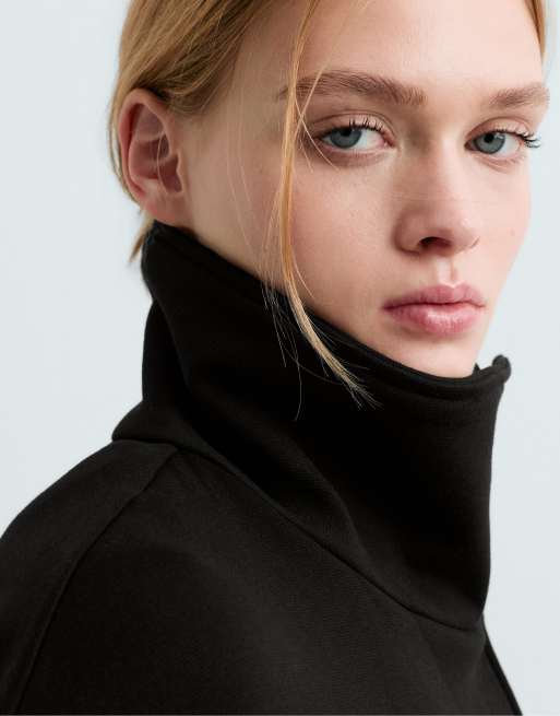 OYSHO Short 6-button cotton jacket in black, 3 of 7