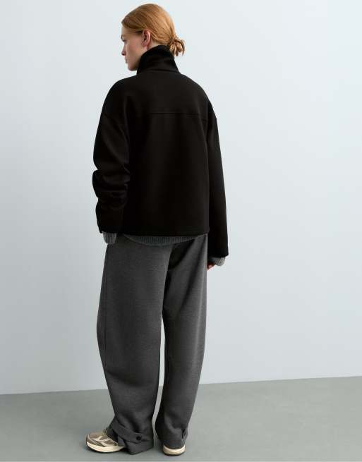 OYSHO Short 6-button cotton jacket in black, 4 of 7