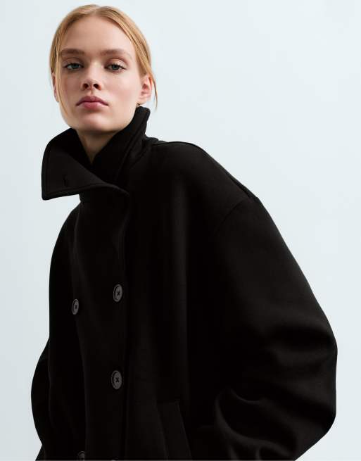 OYSHO Short 6-button cotton jacket in black, 5 of 7
