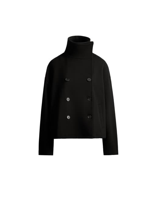 OYSHO Short 6-button cotton jacket in black, 7 of 7