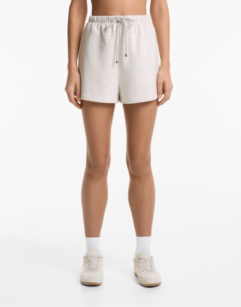 Oysho - Short ample en coton et modal - Gris pâle chiné - view 1