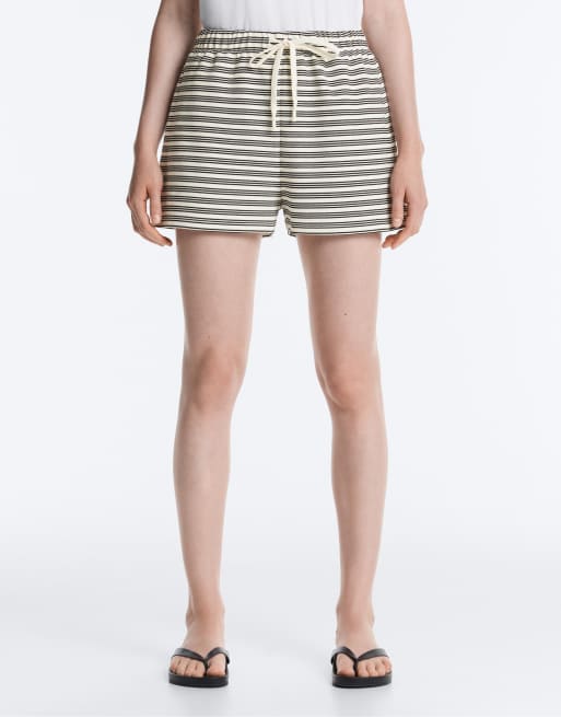 Oysho - Short en coton à rayures - Écru pâle, 2 de 4