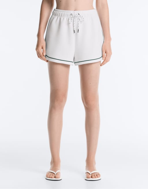 OYSHO - Short en piqué de coton avec passepoil - Blanc cassé, 2 de 7
