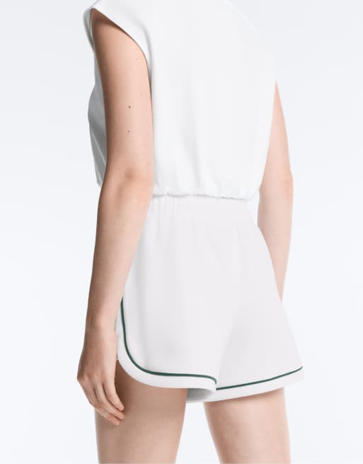 OYSHO - Short en piqué de coton avec passepoil - Blanc cassé, 6 de 7