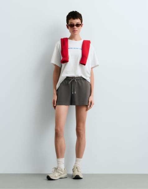 OYSHO - Short en polaire de coton mélangé - Anthracite - view 1