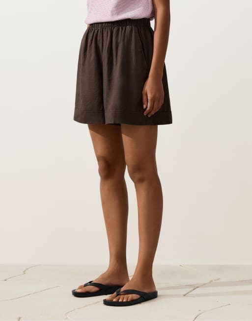 OYSHO - Short en pur lin - Marron, 2 de 4