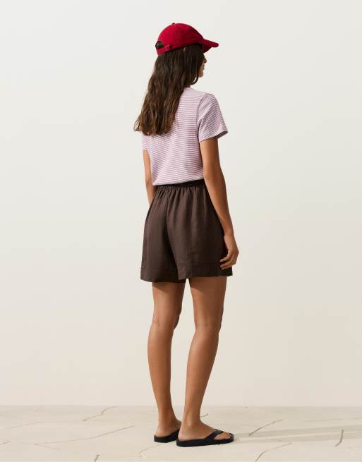 OYSHO - Short en pur lin - Marron, 4 de 4