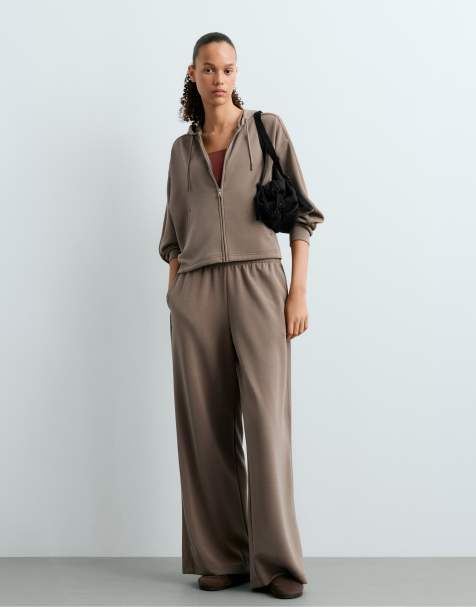 OYSHO Short hooded jacket with modal in mink - view 1