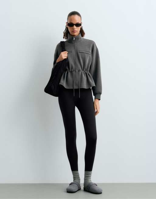 OYSHO Short jacket with adjustable waist and modal in grey, 2 of 7