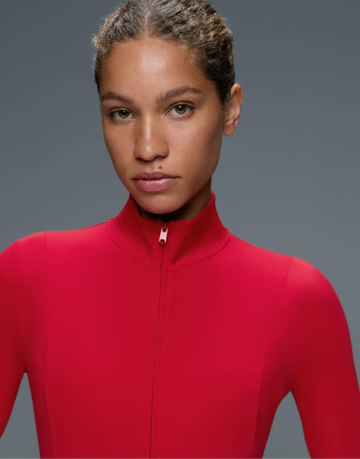 OYSHO Short light touch technical jacket in strong red, 3 of 7