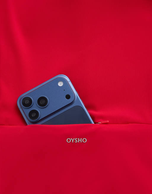 OYSHO Short light touch technical jacket in strong red, 6 of 7