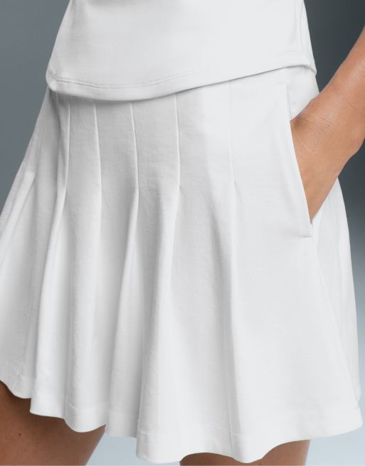 OYSHO Short pleated piqué skirt in off-white, 3 of 7