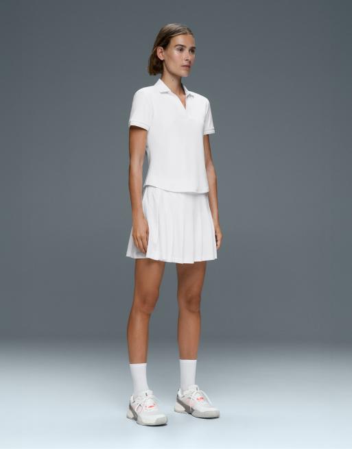 OYSHO Short pleated piqué skirt in off-white, 6 of 7