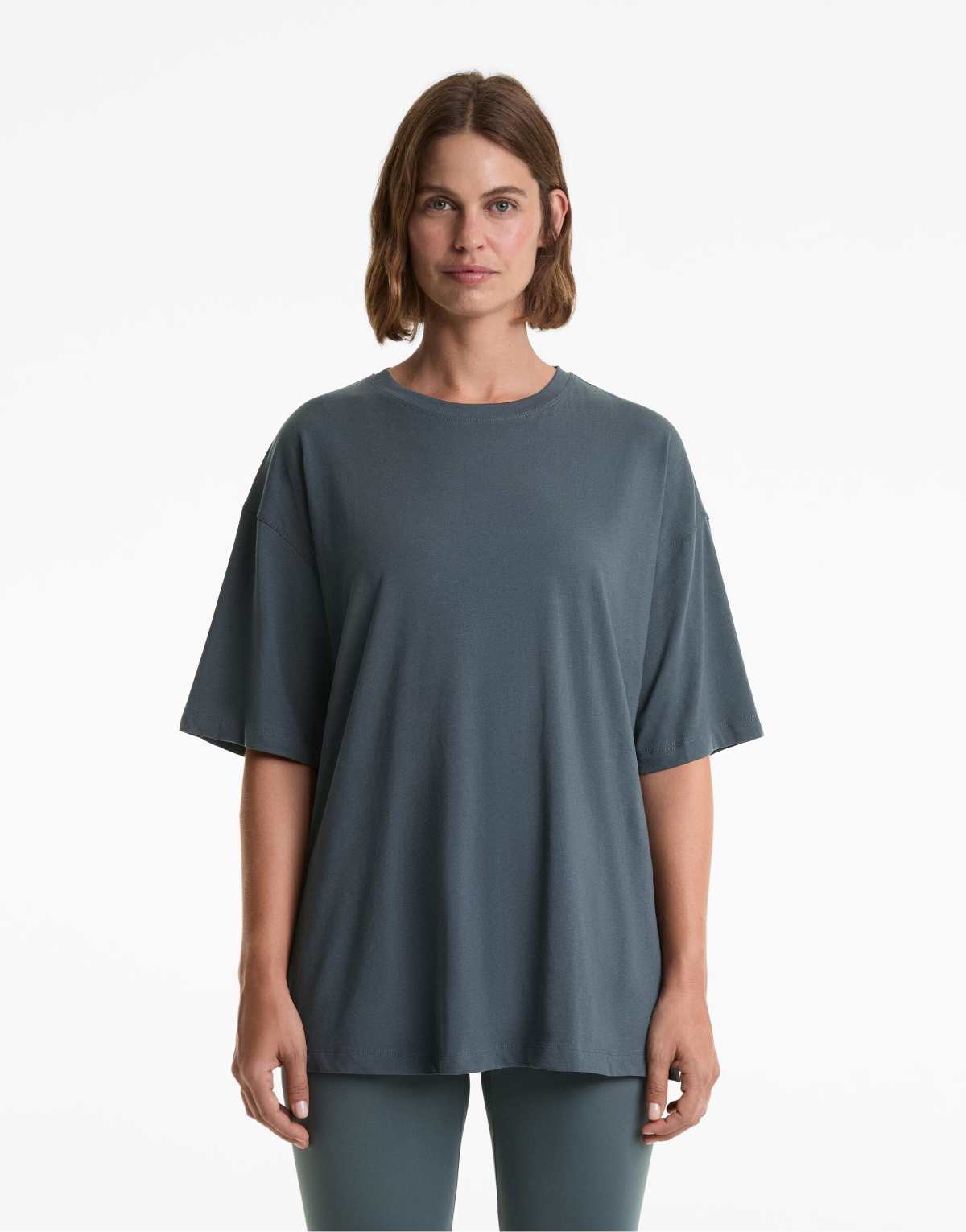 OYSHO Short sleeve cotton blend t-shirt in grey