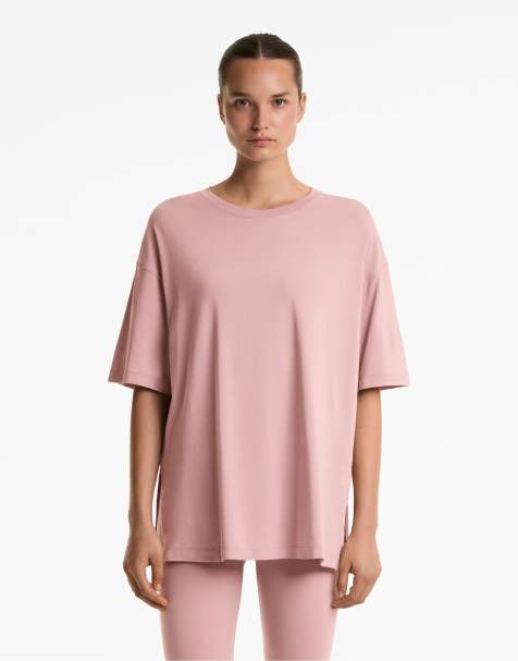 OYSHO Short sleeve cotton blend t-shirt in pink - view 1