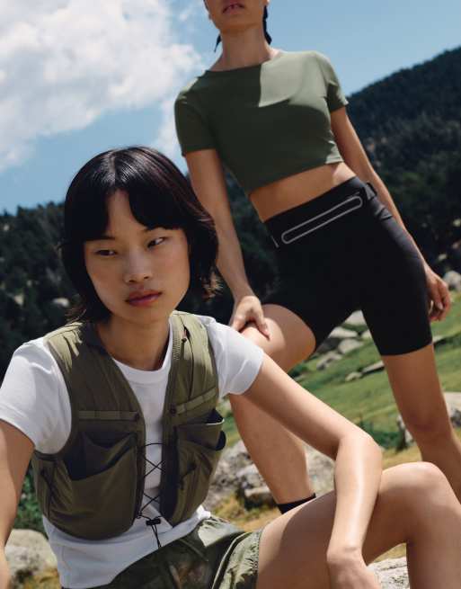 OYSHO Short-sleeved evermove tank top in military khaki, 6 of 7