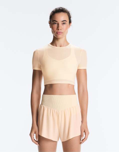 OYSHO Short-sleeved sheer tank top in vanilla - view 1